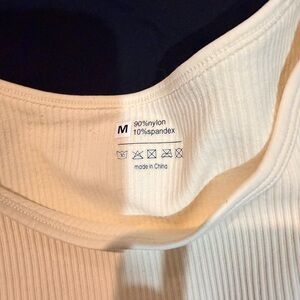 Cream Ribbed Bodycon bodysuit , compression